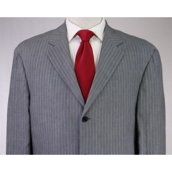 John Varvatos Mens Gray Pinstripe 100% Linen Suit 44R - Picture 3 of 9